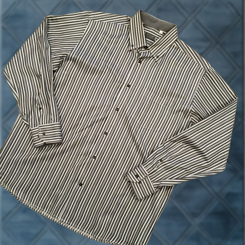 Vintage Profilo Uomo Shirt Mens L Gray Striped Long Sleeve Button Up Italy Size US L / EU 52-54 / 3 - 1 Thumbnail