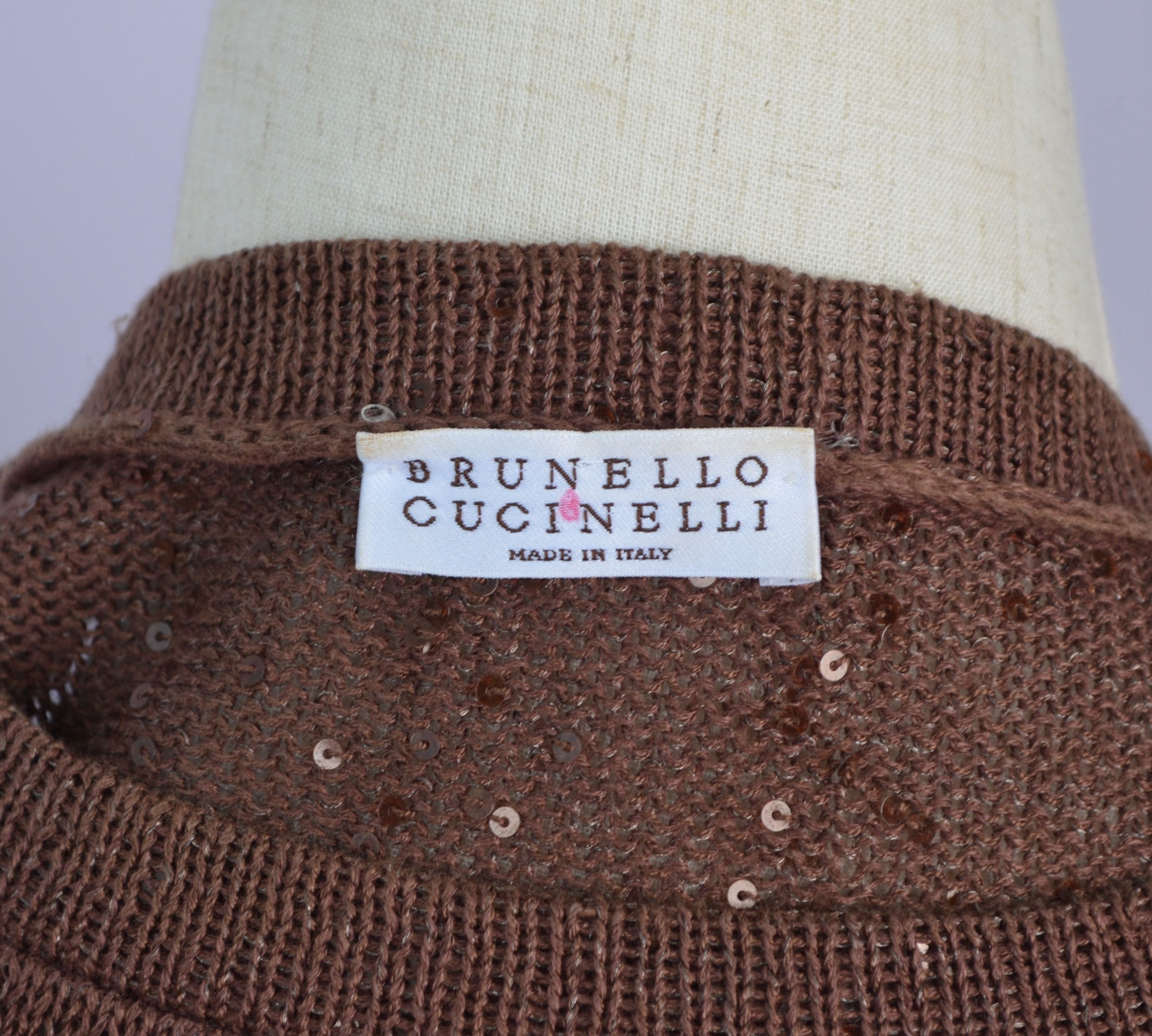 Brunello Cucinelli × Designer Brunello Cucinelli Sequin Linen\Silk Brown Grey Sleeveless Size XXL / US 16-18 / IT 52-54 - 17 Thumbnail