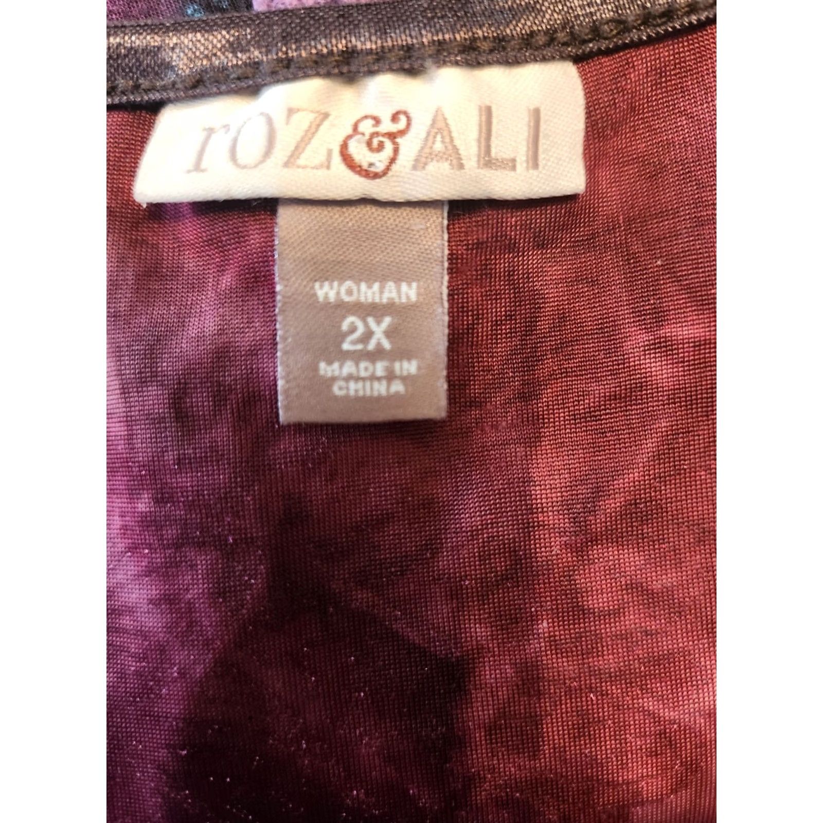 Velvet Roz & Ali Woman Dark Magenta Paisley Black Burnout Velvet Top 2X Size XXL / US 16-18 / IT 52-54 - 6 Thumbnail