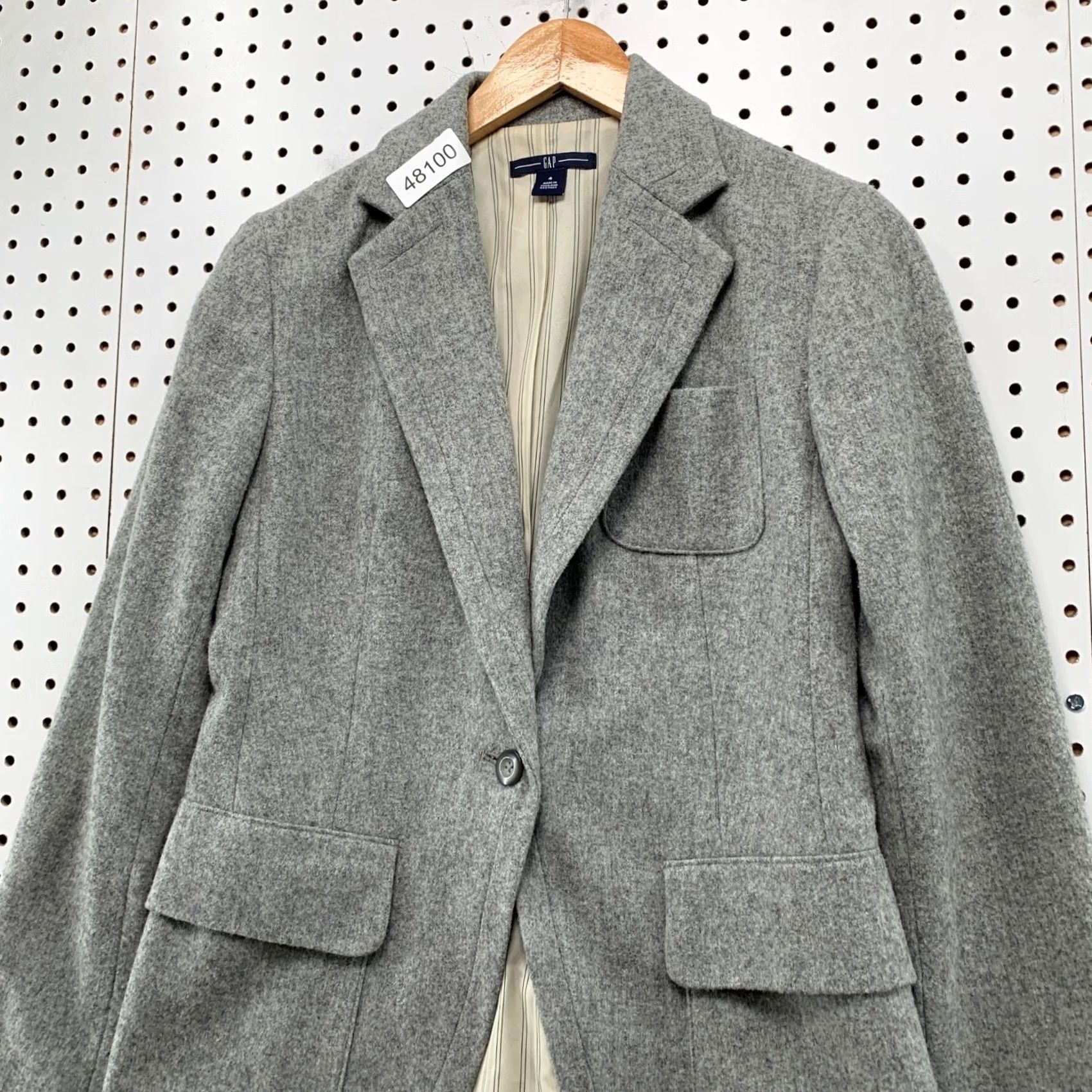 Gap Gap Blazer Jacket Gray Wool Blend One-Button Notch Lapel Size 4 Womens Work Casual Business Size S / US 4 / IT 40 - 6 Thumbnail