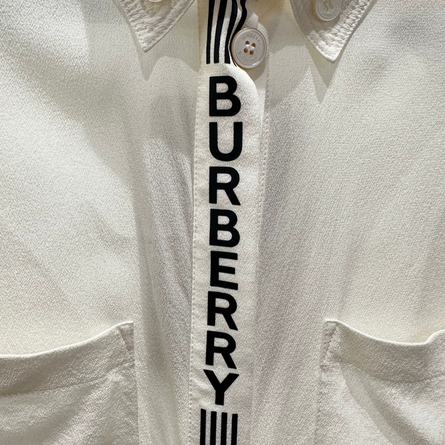 Burberry Burberry Women's Logo Striped Silk Long-Sleeve Shirt UK4 Size XS / US 0-2 / IT 36-38 - 6 Thumbnail