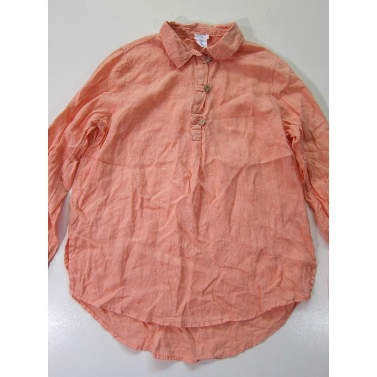 Vintage Sigrid Olsen 100% Linen Orange Peach Collared Button Long Sleeve Tunic Blouse S Size S / US 4 / IT 40 - 5 Thumbnail