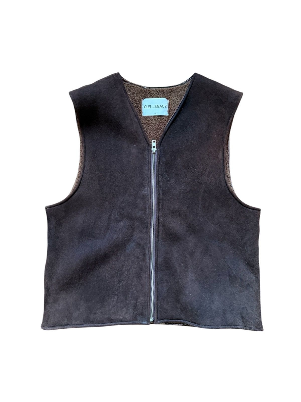 Pre-owned Our Legacy Sherpa Lined Suede Leather Vest Sample In Brown