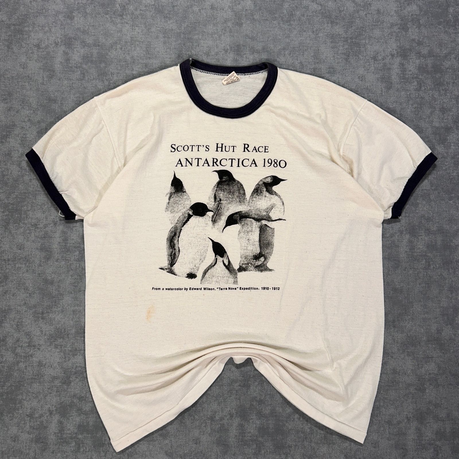 Russell Athletic VTG Russell Scotts Hut Race Antartica Penguins ringer tee Size US L / EU 52-54 / 3 - 1 Thumbnail