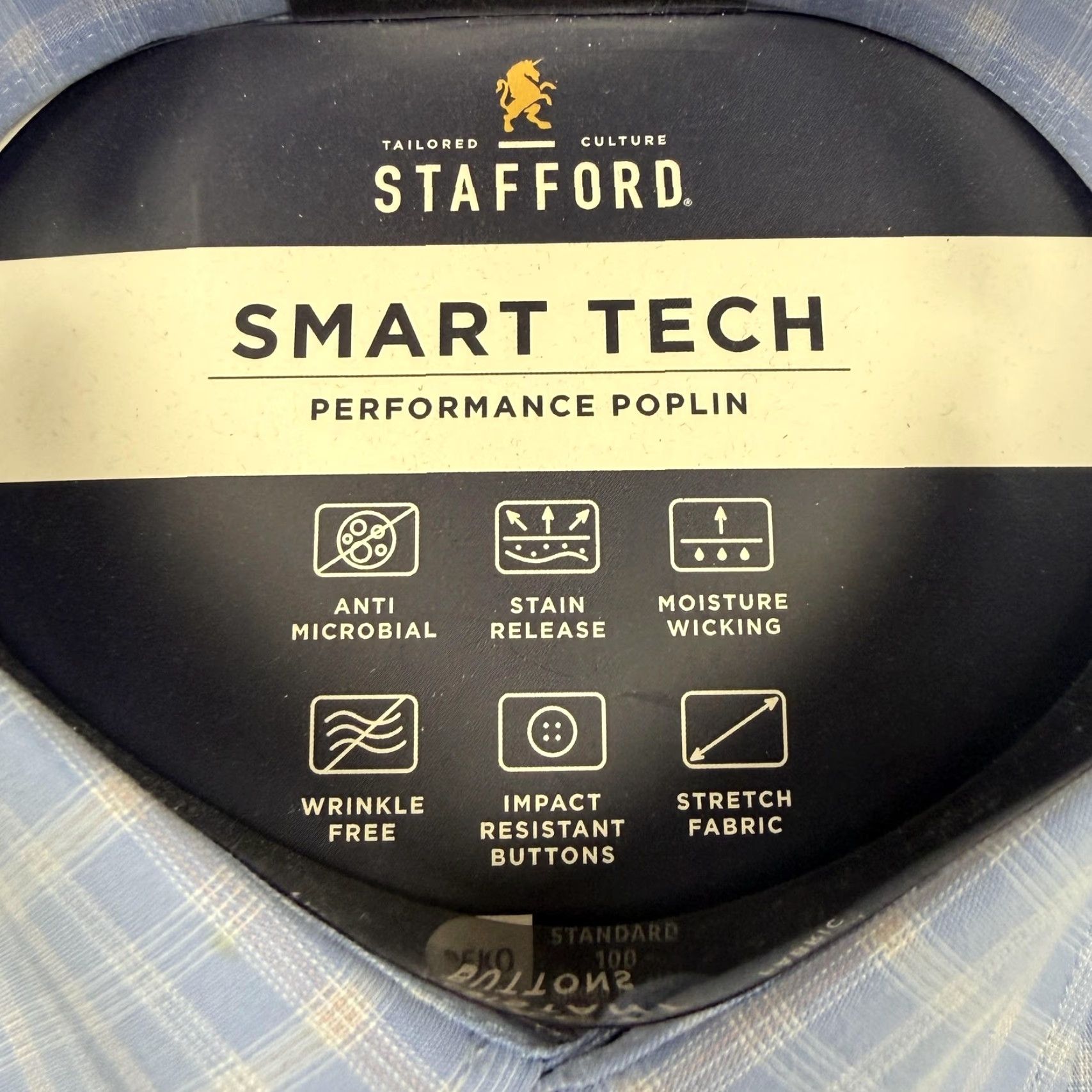 Stafford Stafford Shirt Mens Small Blue Plaid Performance Cotton Polyester Spandex Regular Fit Size US S / EU 44-46 / 1 - 5 Thumbnail