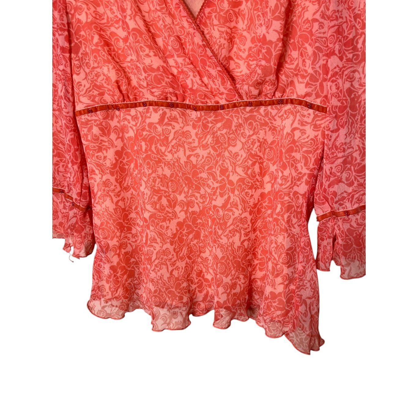 Faded Glory Vintage Faded Glory Y2K Pink Semi Sheer Blouse Size L Size L / US 10 / IT 46 - 3 Thumbnail