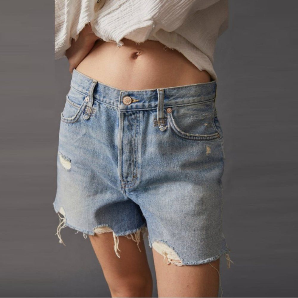 Free People NWT New Free People Makai Cutoff Denim Loose Cannon Blue Sh Size 24" / US 00 / IT 34 - 2 Thumbnail