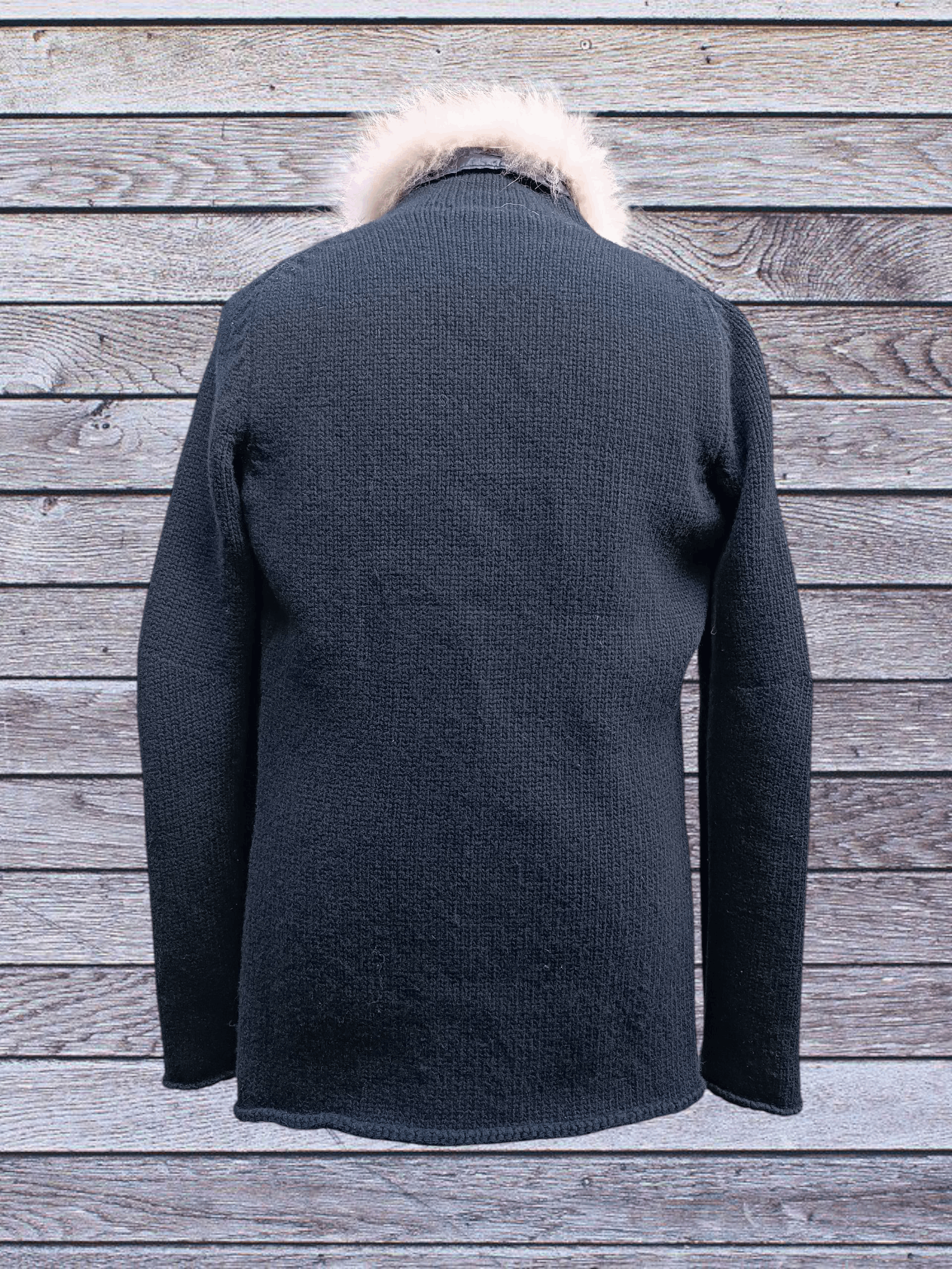 Japanese Brand Black Cardigan Knit Wool Fur Collar Size US M / EU 48-50 / 2 - 3 Thumbnail