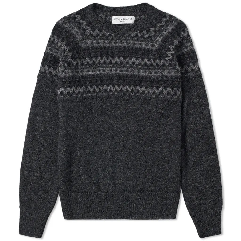 image of Officine Generale Officine Générale Alpaca Black/grey Knit, Men's (Size Large)