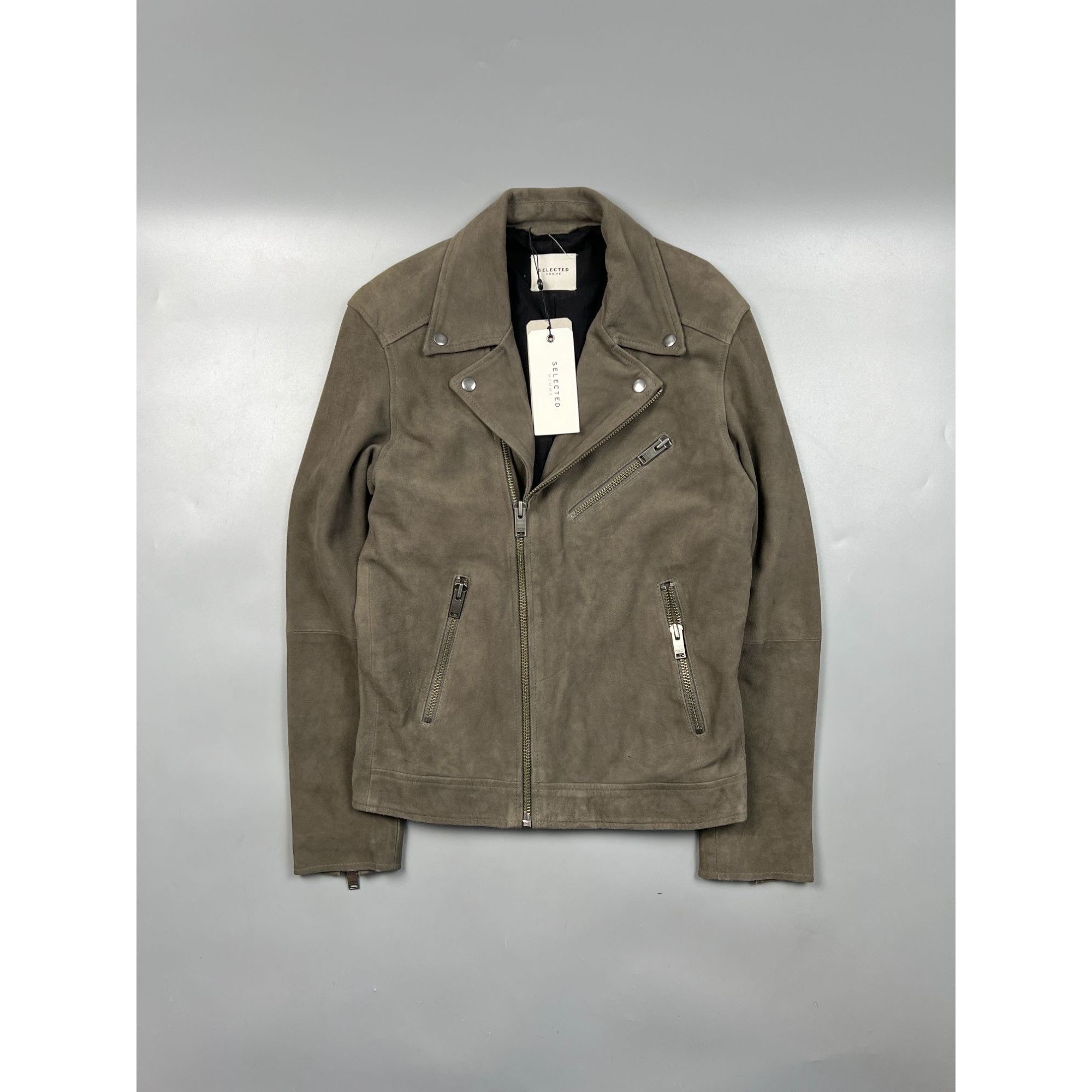 Selected Homme NWT Selected Homme Suede Leather Biker Jacket (Y0744) Size US S / EU 44-46 / 1 - 1 Thumbnail