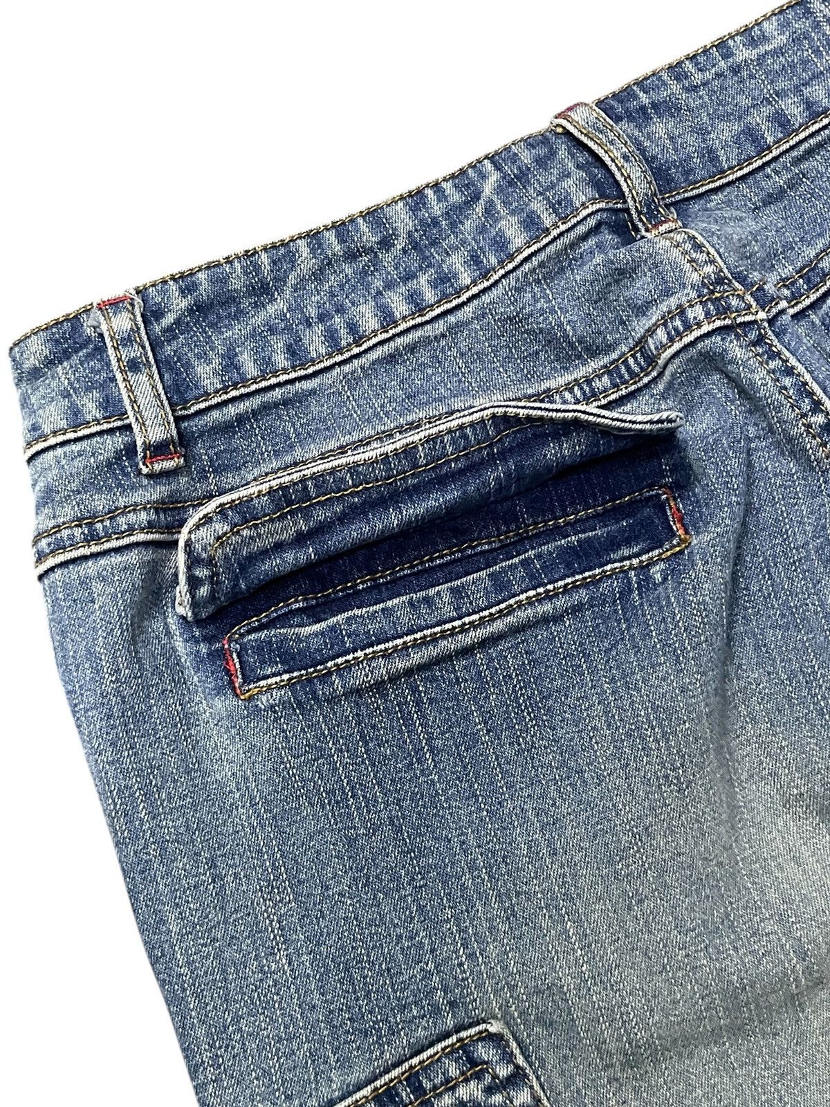 Japanese Brand × Le Grande Bleu (L.G.B.) × Tornado Mart Strech Cargo Flare Multi Pocket Jeans Size US 27 - 19 Thumbnail