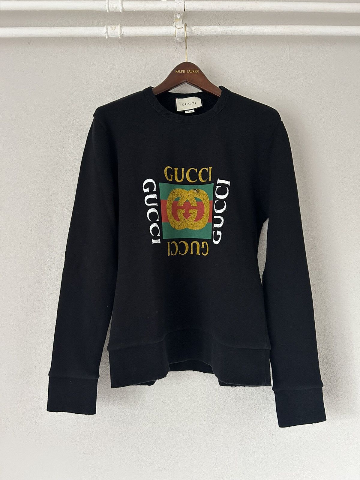 image of Gucci Square Logo Sweatshirt in Black, Men's (Size Small)