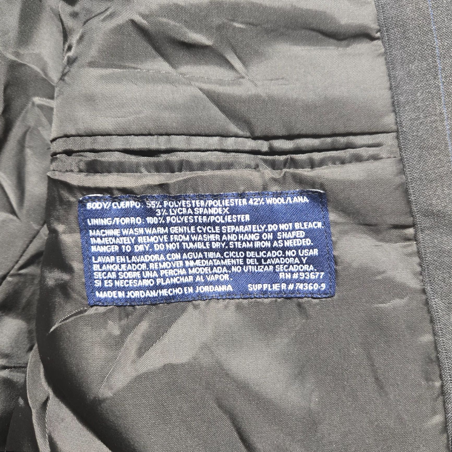 Stafford Stafford Wool Suit Jacket Regular 40L Long Mens Gray Two-Button Notch Notch Lapel Business Coat 40 Mens Size 40R - 3 Thumbnail