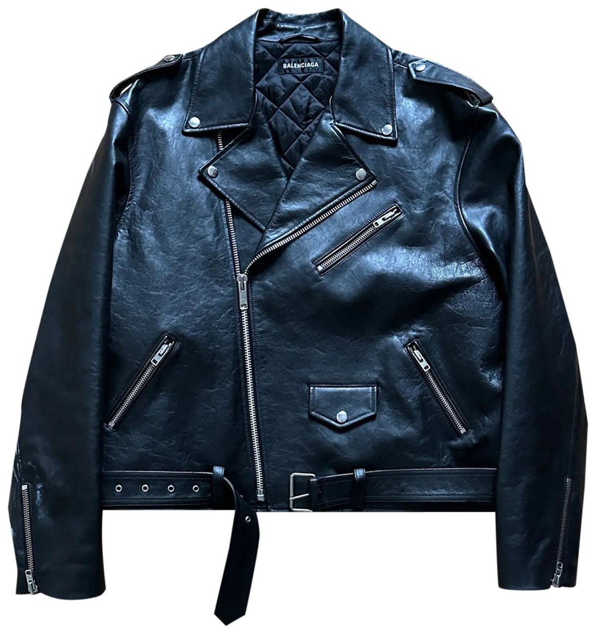 Balenciaga BALENCIAGA FW19 BLACK CAMPAIGN LOGO BIKER LEATHERJACKET Size US L / EU 52-54 / 3 - 1 Thumbnail