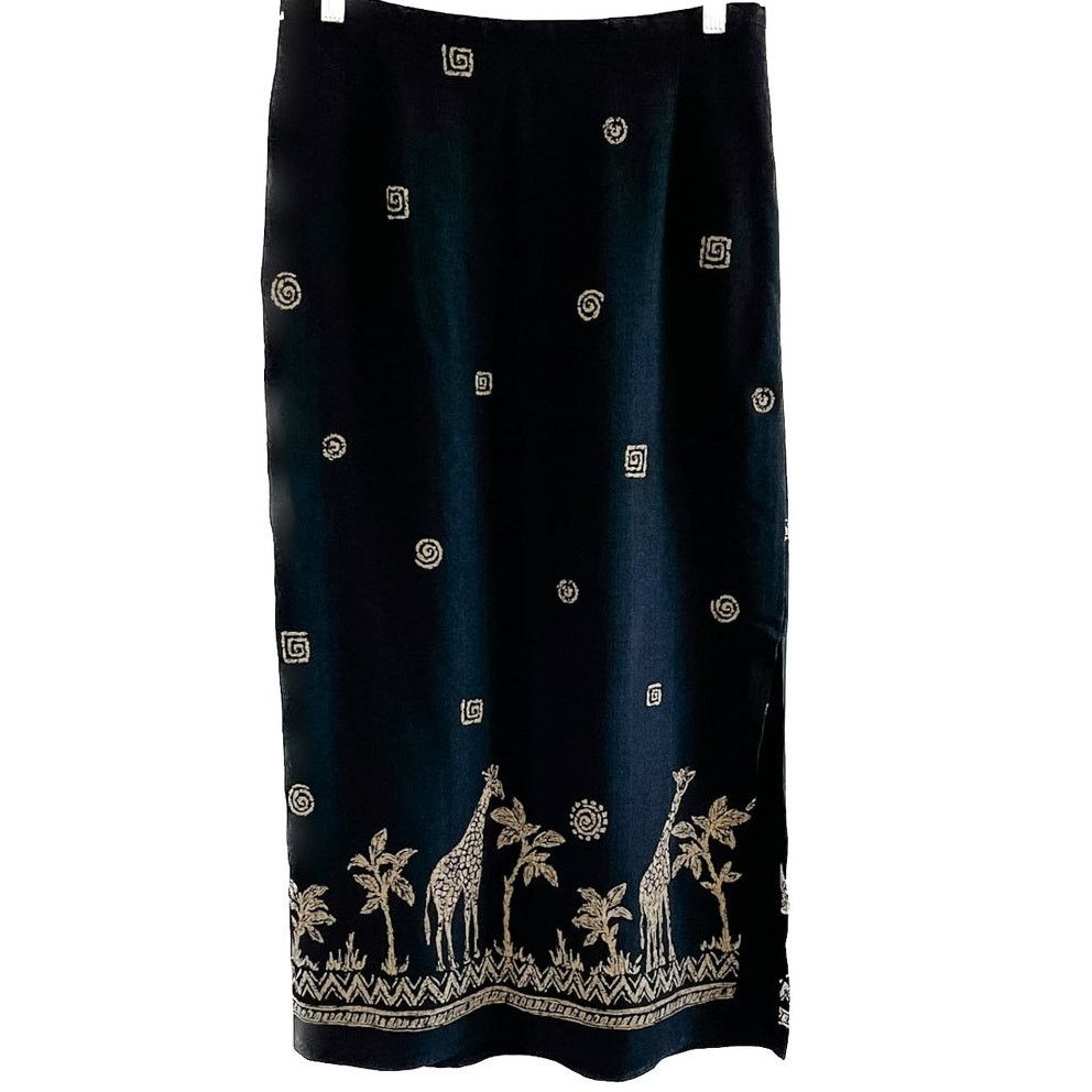 Vintage Vintage 90s midi straight skirt giraffe safari medium M Size 32" / US 10 / IT 46 - 1 Thumbnail
