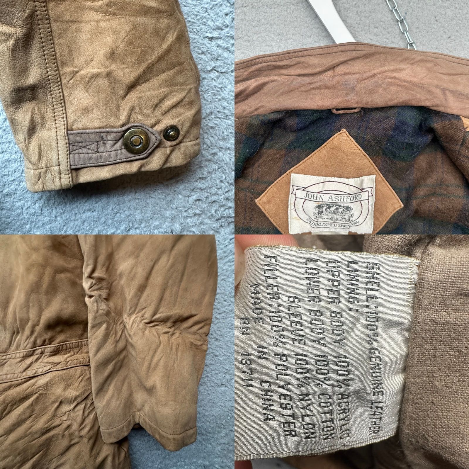 Vintage VINTAGE John Ashford Suede Leather Barn Chore Work Coat Flannel Lined Mens Large Brown Button Chest 50 in Long Leather Coat Casual Workwear Mens Size US L / EU 52-54 / 3 - 9 Thumbnail
