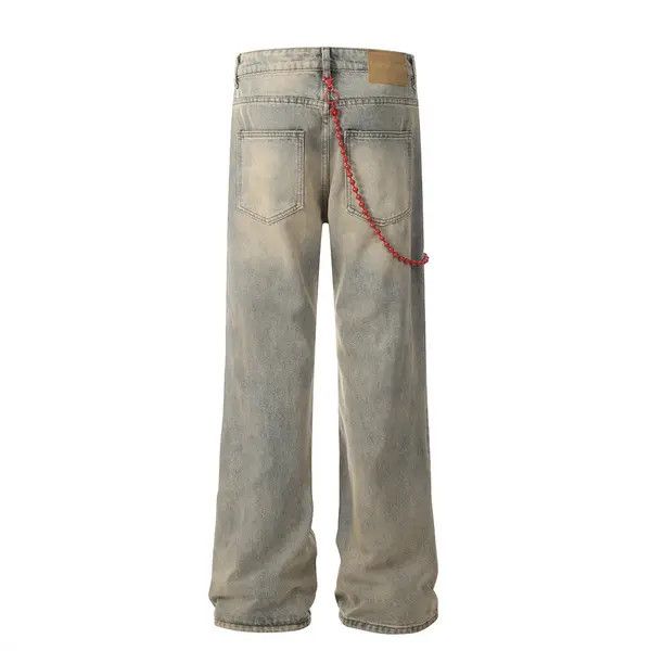 Japanese Brand VIBE Side chain washed distressed loose straight jeans Size US 32 / EU 48 - 3 Thumbnail