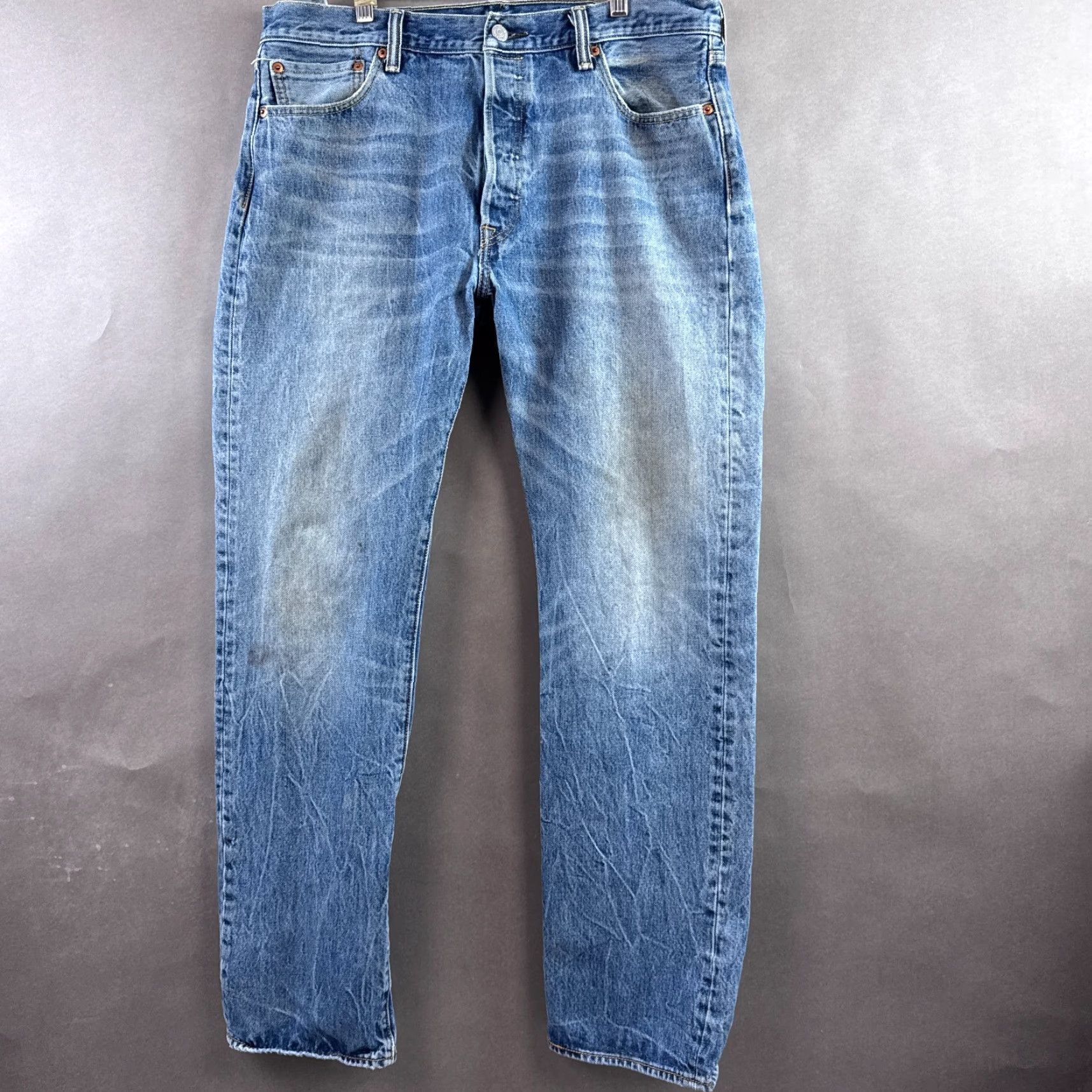 Levi's Levi's 501 Jeans Mens 36x34 Blue Button Fly Denim Pants Straight Classic" Size US 36 / EU 52 - 3 Thumbnail