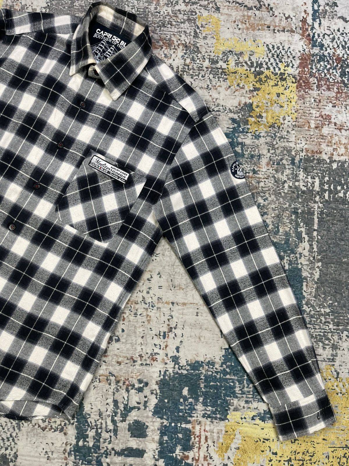 Japanese Brand Capri Blue Luxury Liner Melton Checked Button Down Shirt Size US S / EU 44-46 / 1 - 3 Thumbnail