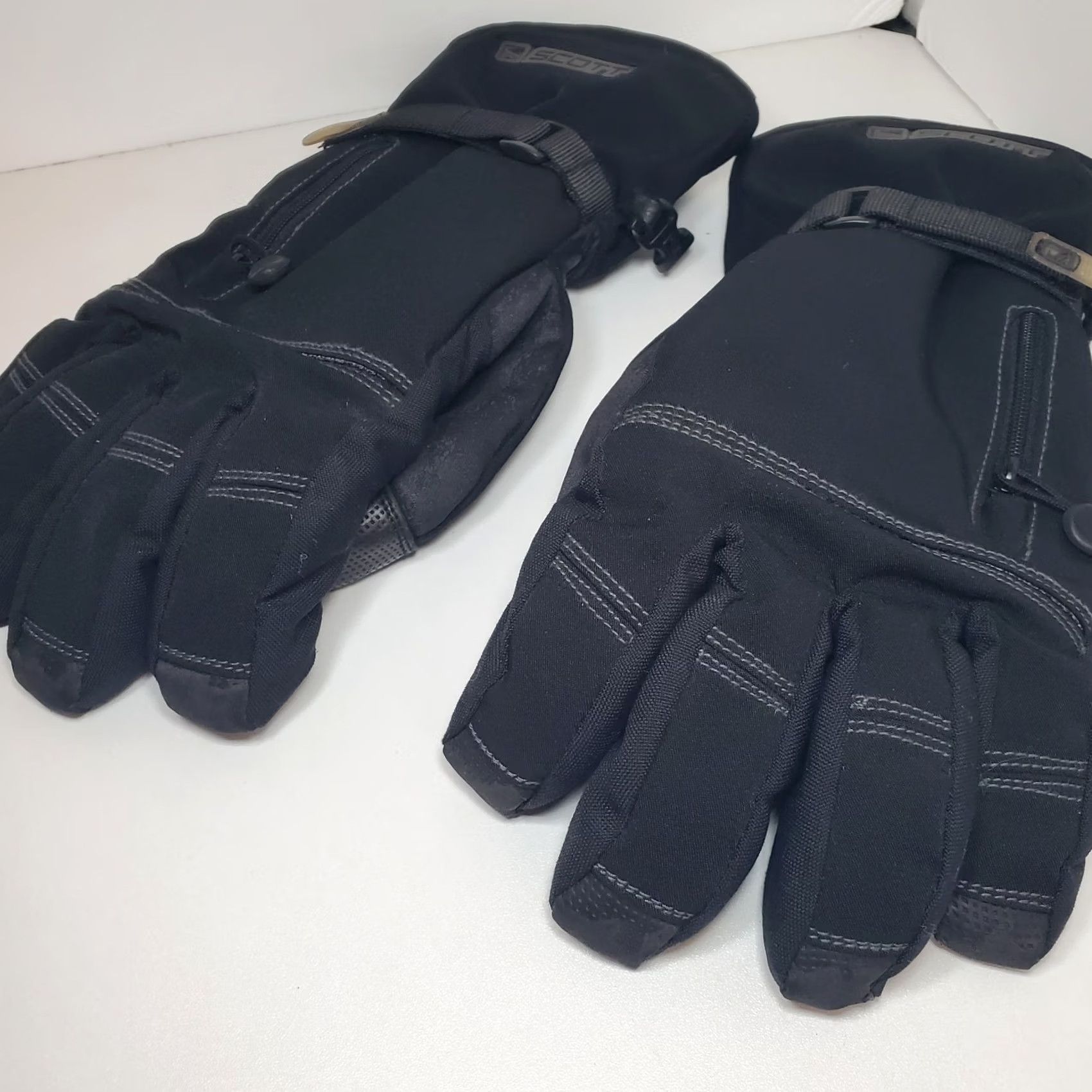 Vintage Scott Winter Gloves Sheepskin Lined Black Adjustable Sz Sm Size ONE SIZE - 2 Thumbnail