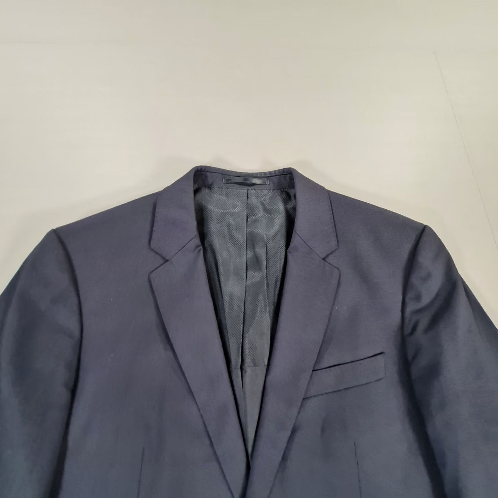 Hugo Boss HUGO BOSS Men Suit Jacket Navy Blue 38 R Super 120s Wool Guabello Hayes Size 38R - 2 Thumbnail