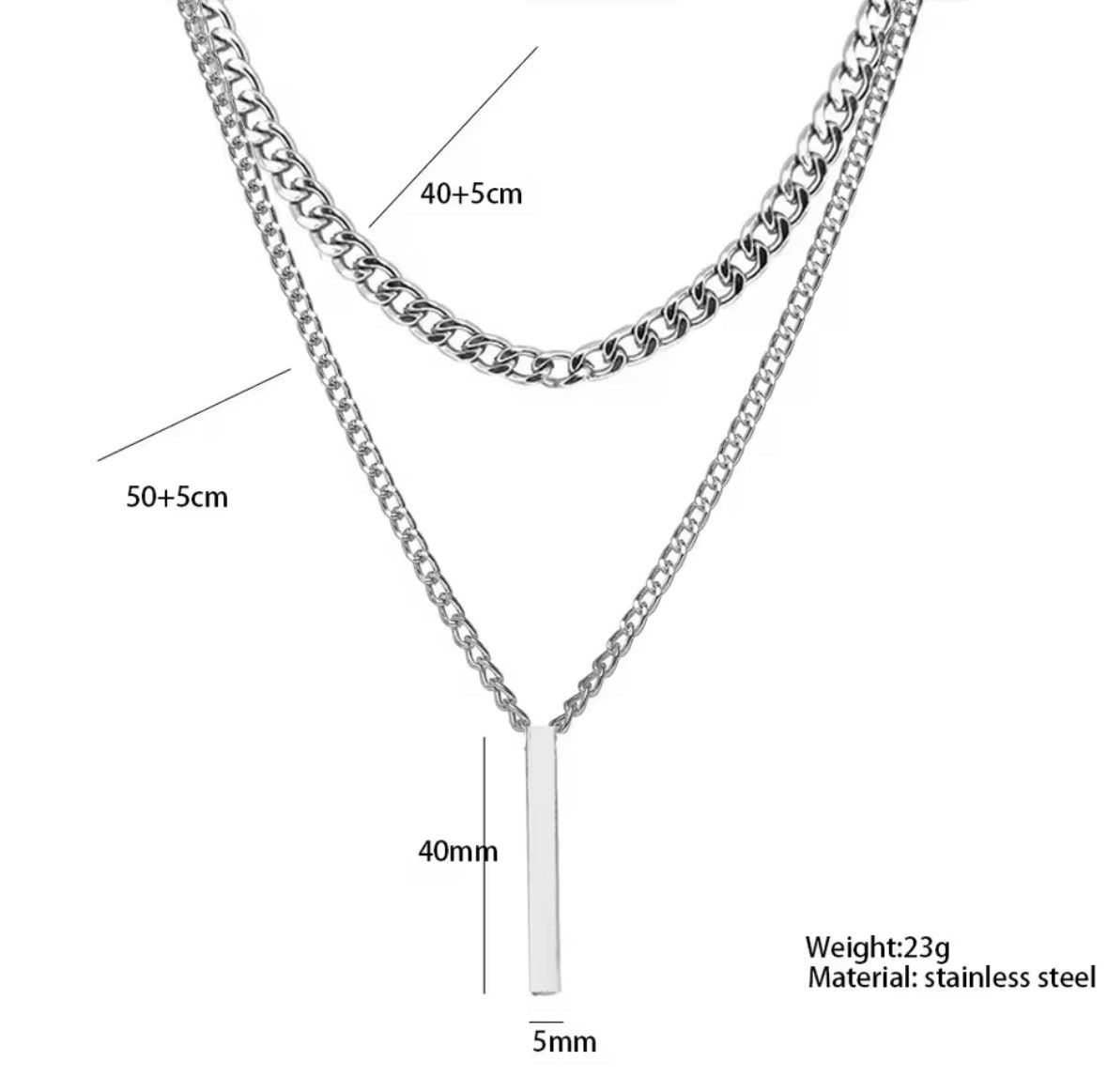 Jewelry Necklace Geometry Stainless Steel Cuban Necklace Size ONE SIZE - 6 Thumbnail
