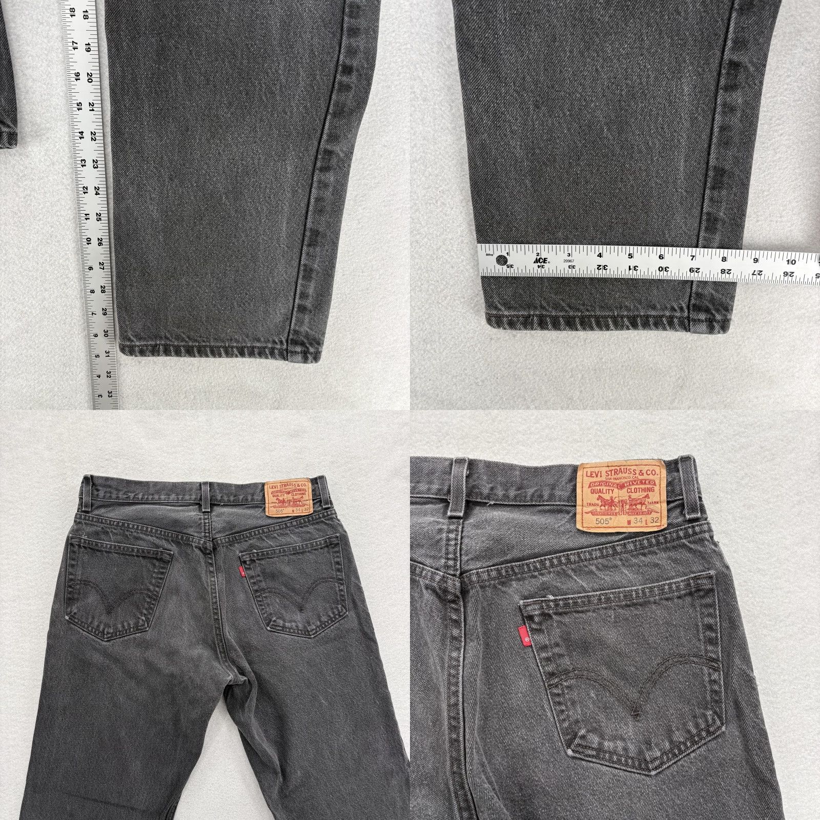 Levi's VINTAGE Levi's 505 Jeans Mens 34x32 Regular Fit Charcoal Gray Wash Denim Straight Y2K VTG Size US 34 / EU 50 - 8 Thumbnail