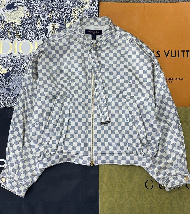 Louis Vuitton White Checkerboard Chain Jacket
