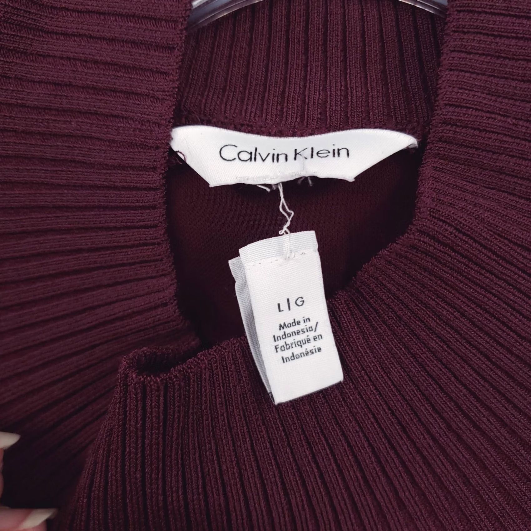 Calvin Klein Calvin Klein Blouse Womens L Red Mock Neck Short Sleeve Pullover Casual Size L / US 10 / IT 46 - 3 Thumbnail