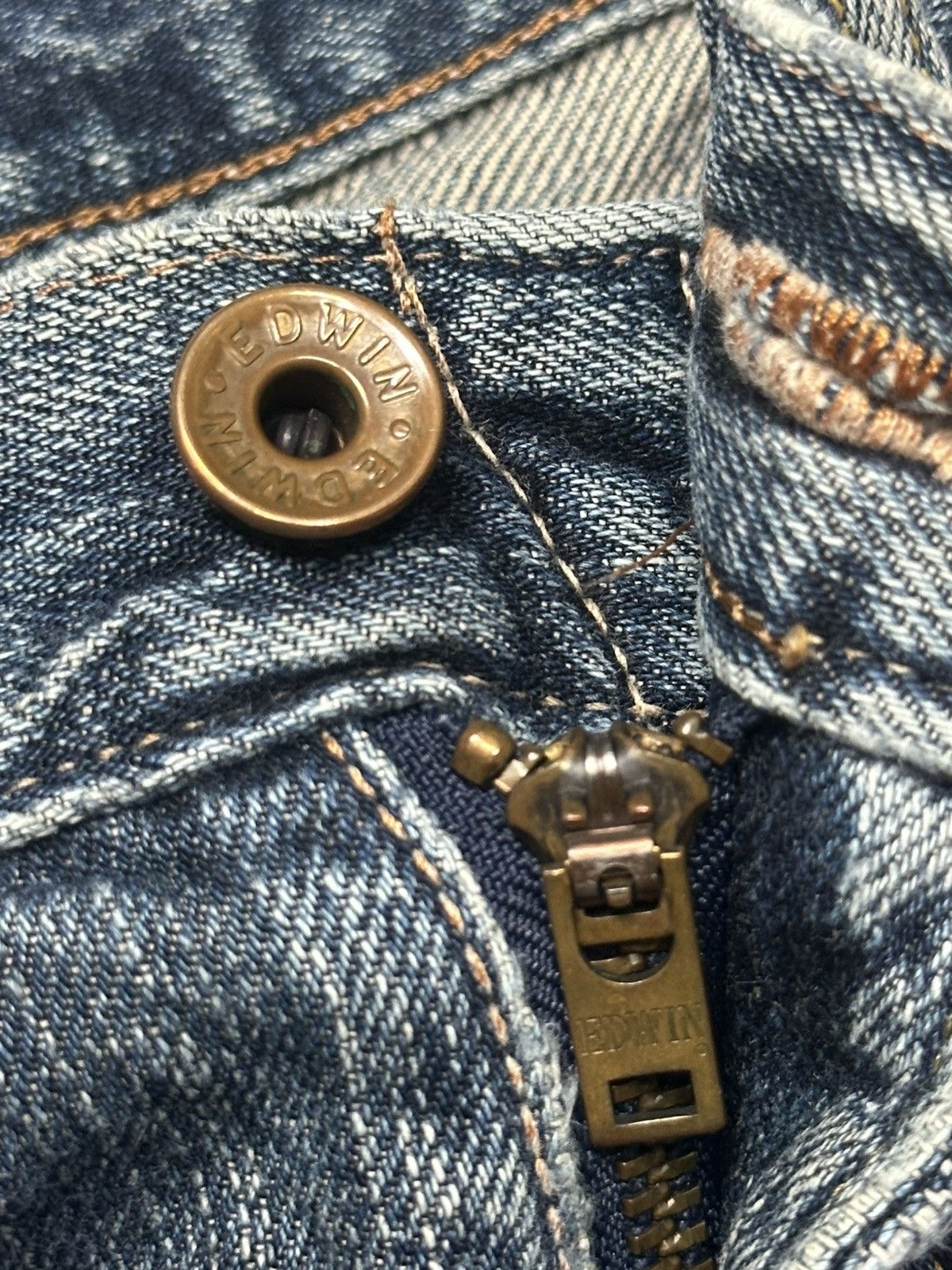 Edwin Vintage Insane Edwin 505z Orange Tab Selvedge Straight Jeans Size US 30 / EU 46 - 12 Thumbnail