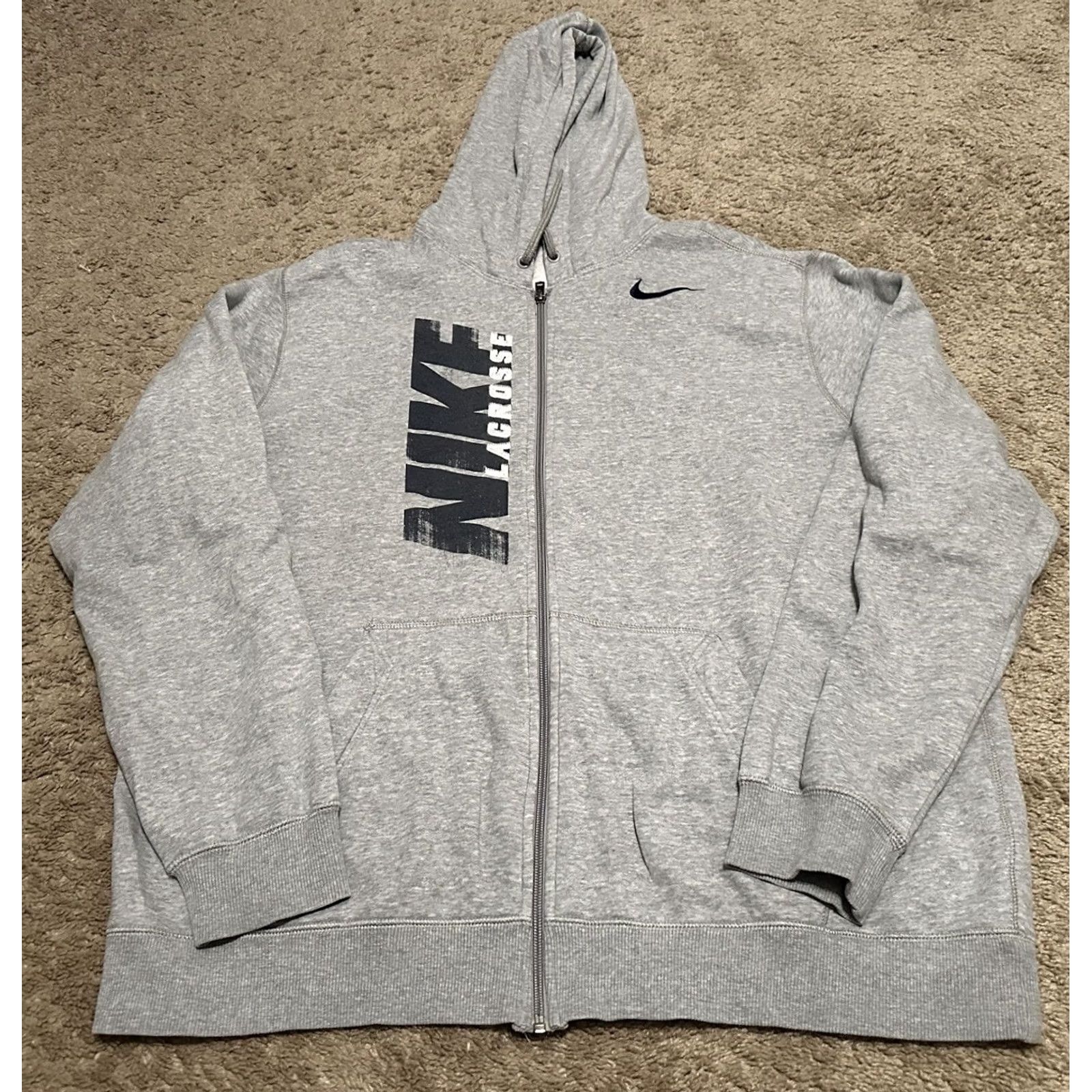 Nike VINTAGE Nike Hoodie Mens 2XL Full Zip Lacrosse Grunge Y2K Gray Size US XXL / EU 58 / 5 - 2 Thumbnail