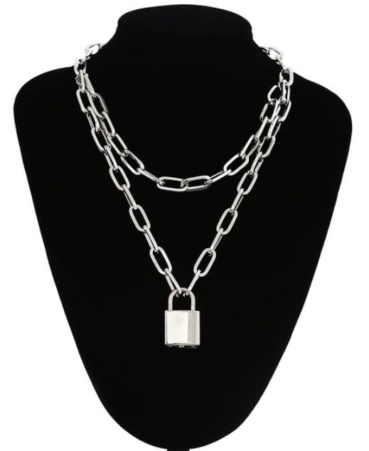 Jewelry Lock Chain Necklace with Padlock Pendants Size ONE SIZE - 3 Thumbnail