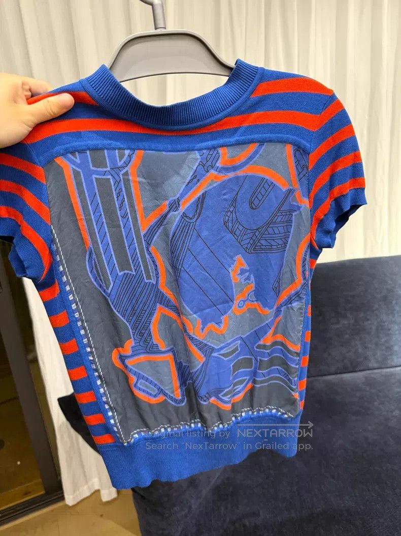 Hermes Hermes Patterned Striped Silk Short Sleeve - Silk Size XXS / US 00 / IT 34 - 1 Thumbnail