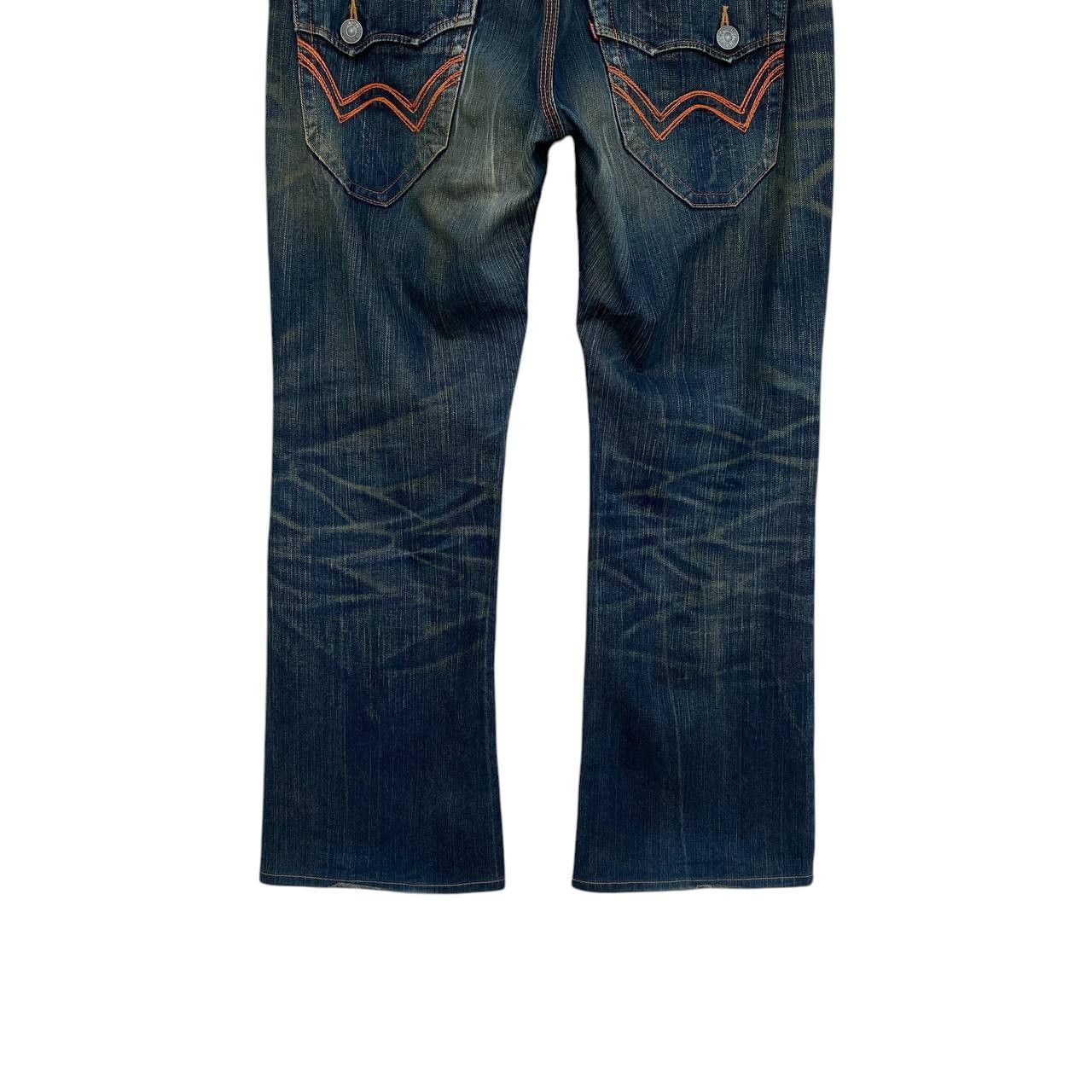 Edwin × Vintage FLARE EDWIN EXCLUSIVE MUDWASH CLAWMARK BUCKLE BACK BJ03-42 Size US 34 / EU 50 - 11 Thumbnail