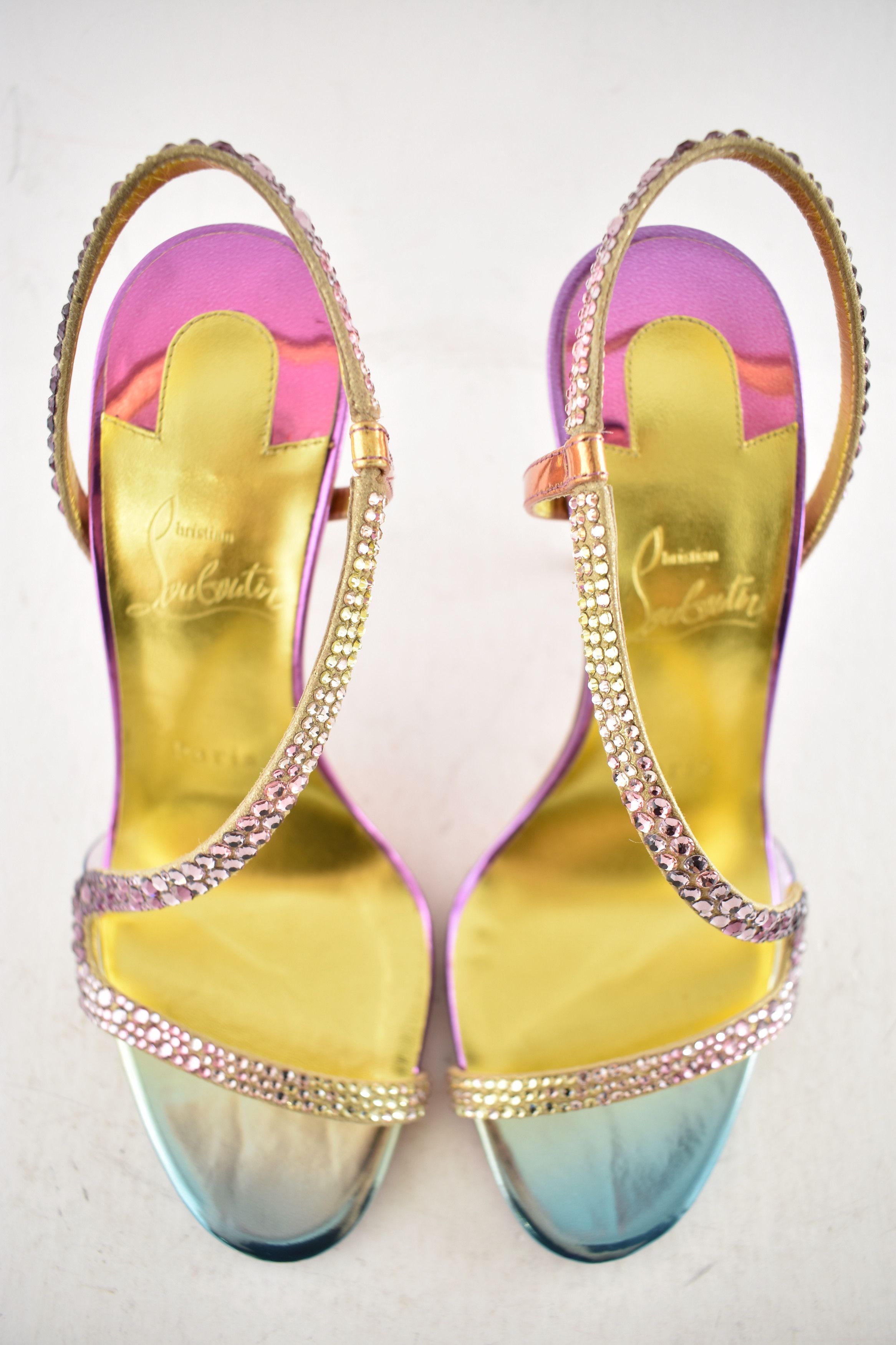 Christian Louboutin Rosalie Strass Boreal 100 Ankle Strap Sandal Heel Pump 36.5 Size US 6.5 / IT 36.5 - 11 Thumbnail
