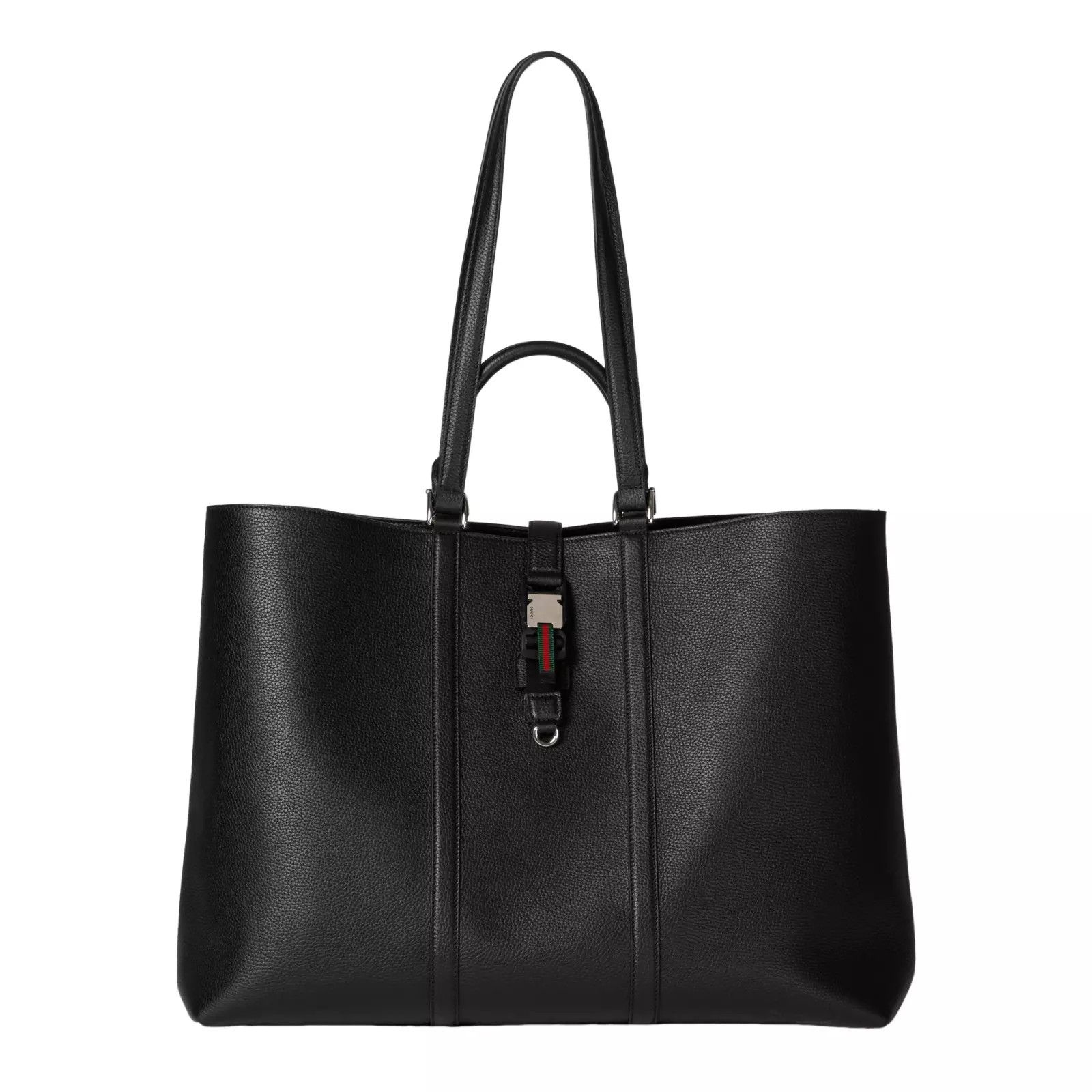 Gucci GUCCI $3800 Black Leather Maxi Web Tote New Size ONE SIZE - 1 Thumbnail