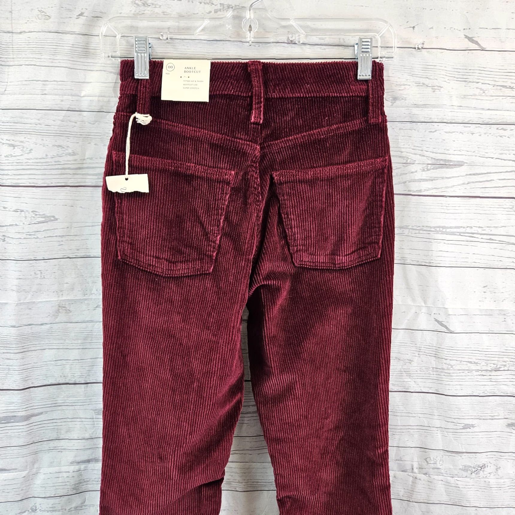 Vintage Universal Thread Womens Corduroy Pants Bootcut Ankle Sz 00 Maroon Mid Rise Size 24" / US 00 / IT 34 - 4 Thumbnail