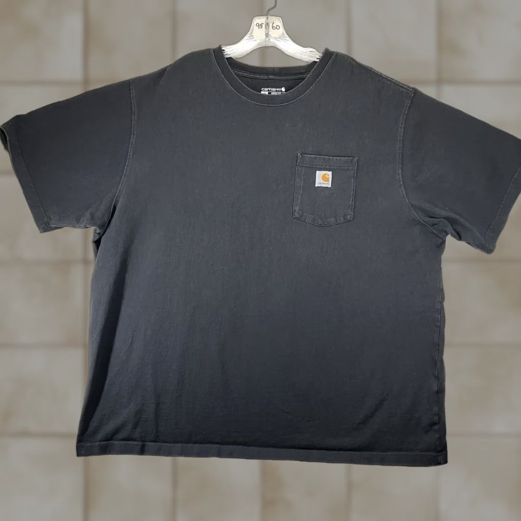 Carhartt Carhartt Mens T-Shirt 3XL Short Sleeve All Cotton Faded Black Crew Neck Logo Relaxed Fit 2010s Black Shirt Mens Size US XXL / EU 58 / 5 - 1 Thumbnail
