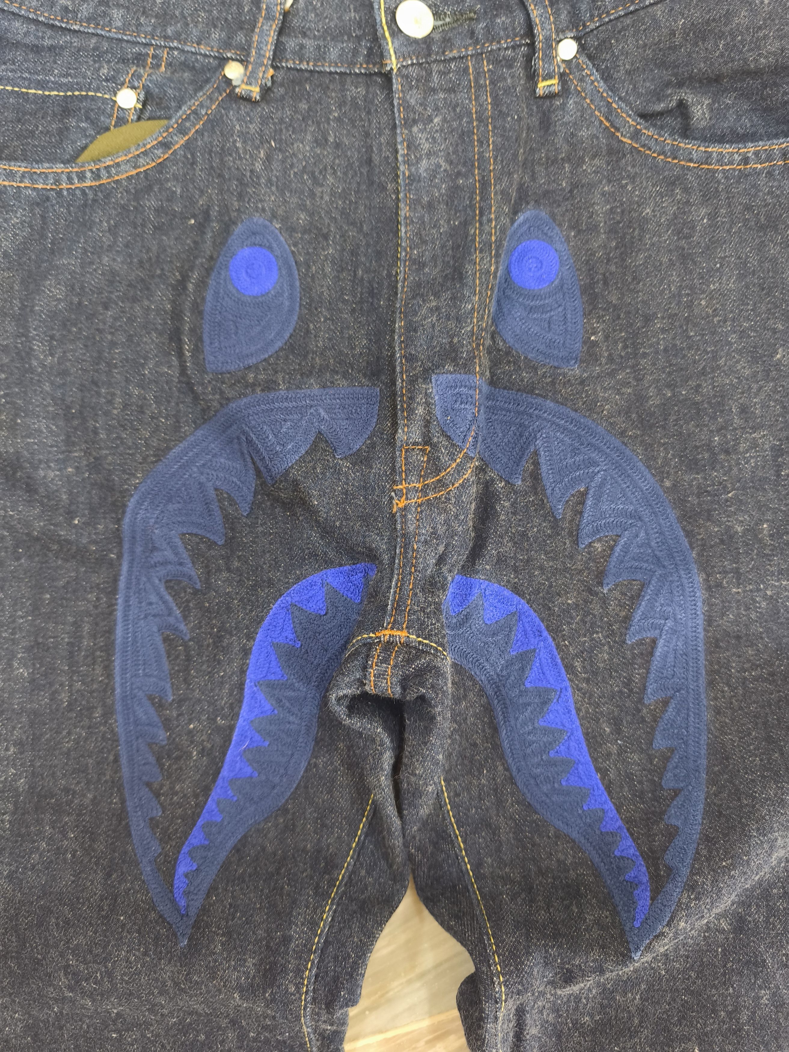 Bape Bape Shark Type-05 Embroidery Selvedge Pants Size US 34 / EU 50 - 3 Thumbnail