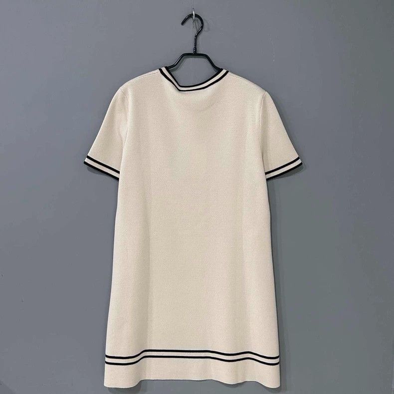 Gucci Gucci Beige Logo Dress with Trim-2505 Size XL / US 12-14 / IT 48-50 - 3 Thumbnail