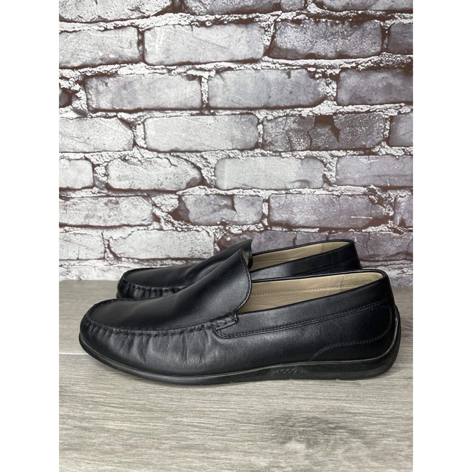 Ecco ECCO Black Leather Driving Loafers Mens Size 44 US 10-10.5 C Size US 11 / EU 44 - 10 Thumbnail
