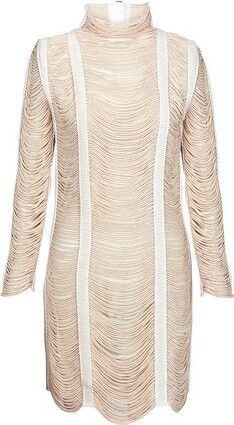 o1srvl11e0524 Short Openwork Macrame Dress in White