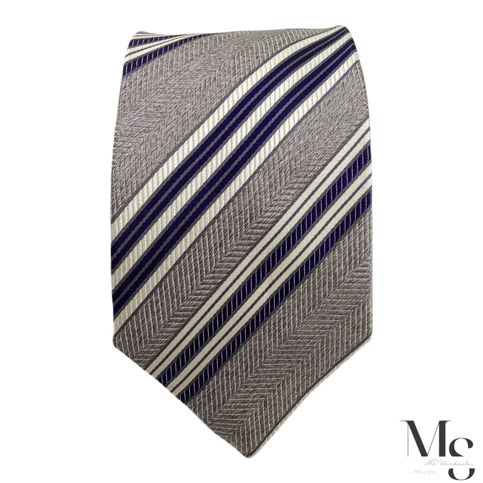 Hugo Boss BOSS HUGO BOSS XL Gray Regimental Striped Silk Tie Made In I Size ONE SIZE - 3 Thumbnail