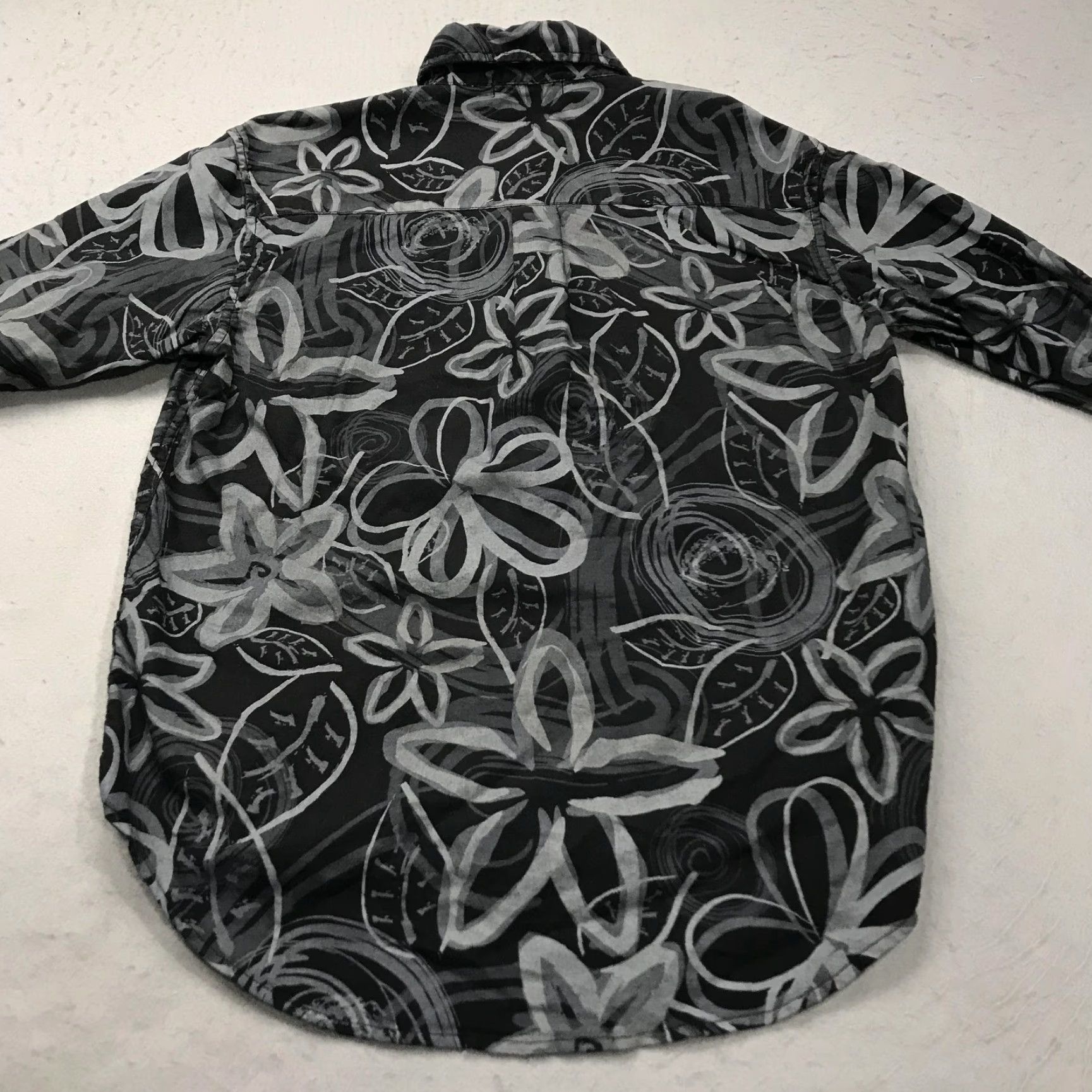 Vintage Fresh Produce Shirt Womens XS Small Gray Floral Button Relaxed Cotton Size XS / US 0-2 / IT 36-38 - 4 Thumbnail