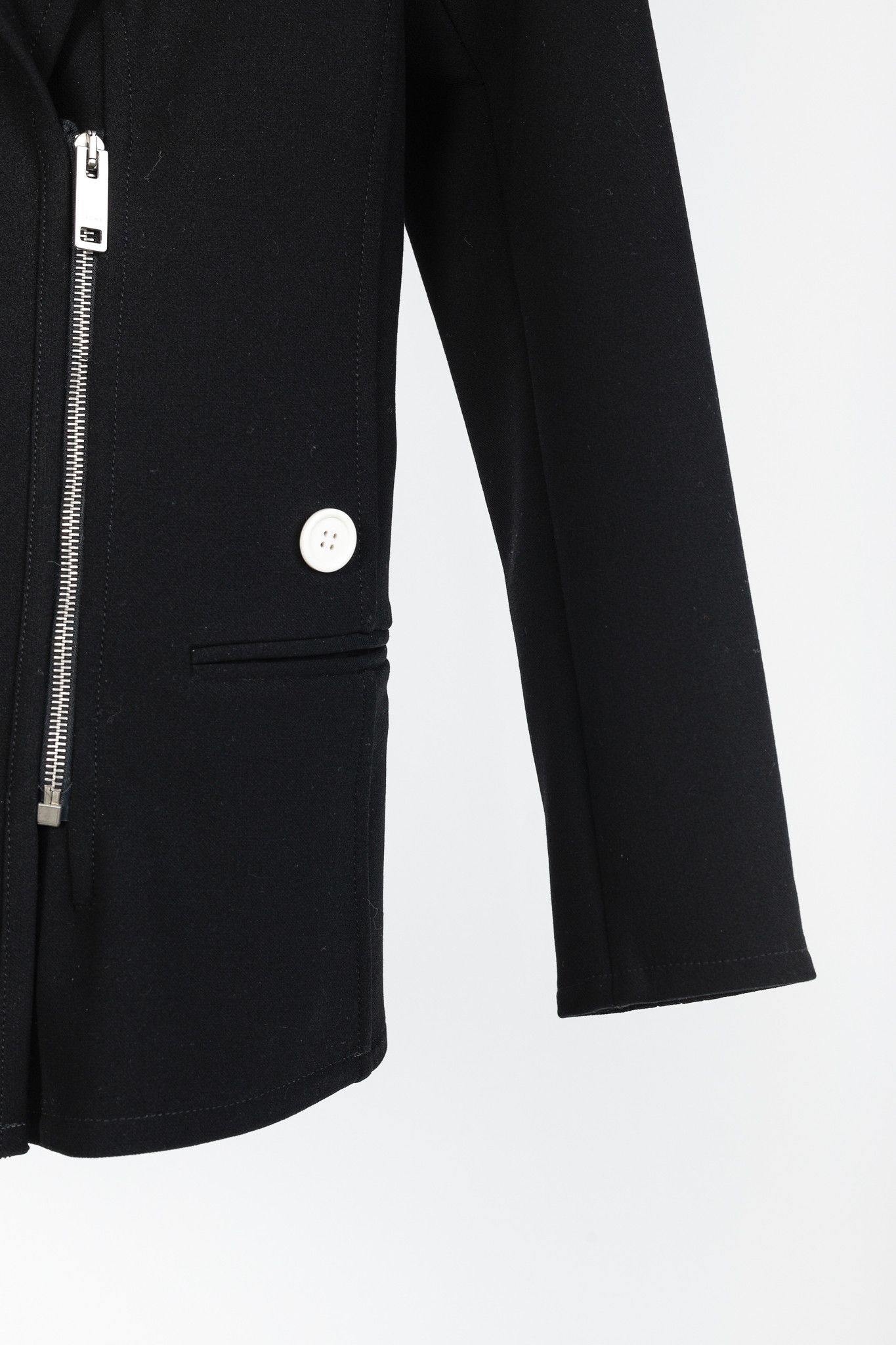 Celine × Phoebe Philo Celine SS/16 Runway Black Wool Crepe White-Button Zip Blazer Size M / US 6-8 / IT 42-44 - 6 Thumbnail