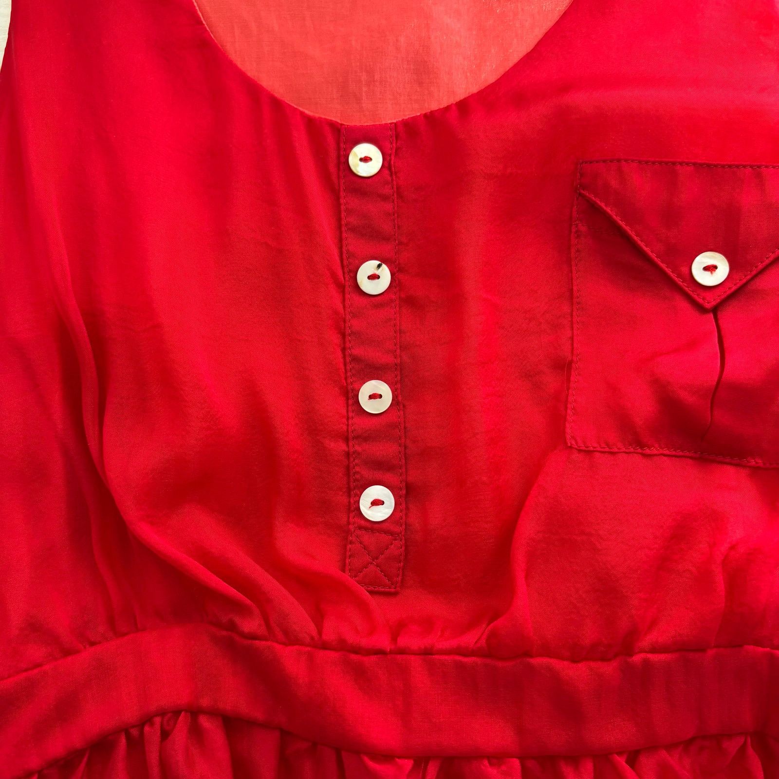 Other Fumblin' Fee Red Silk Peplum Sleeveless Top Button Front Size M / US 6-8 / IT 42-44 - 8 Thumbnail