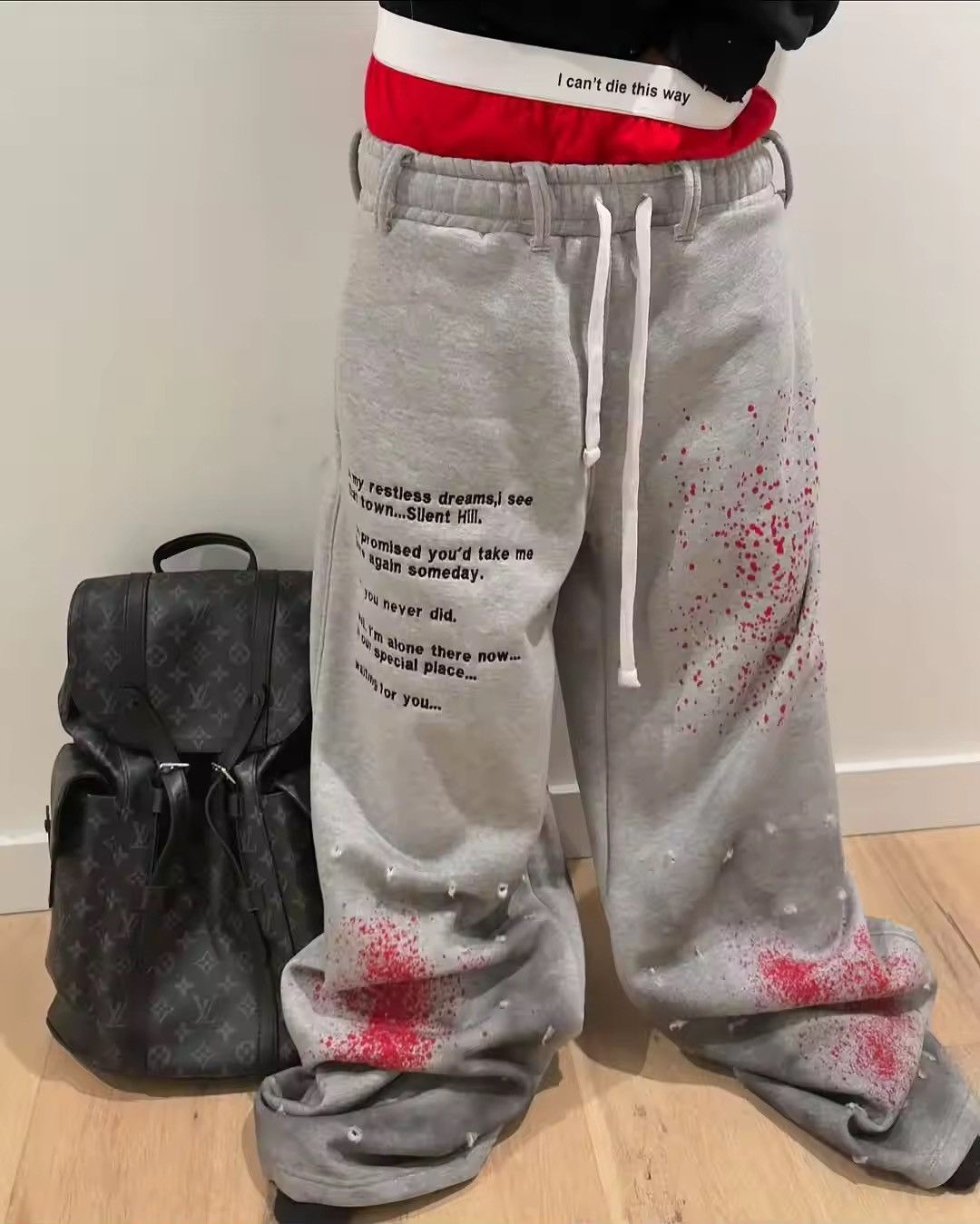 Japanese Brand × Vintage Trendy Double Waist Print Graffiti Casual Pant Size US 33 - 1 Thumbnail