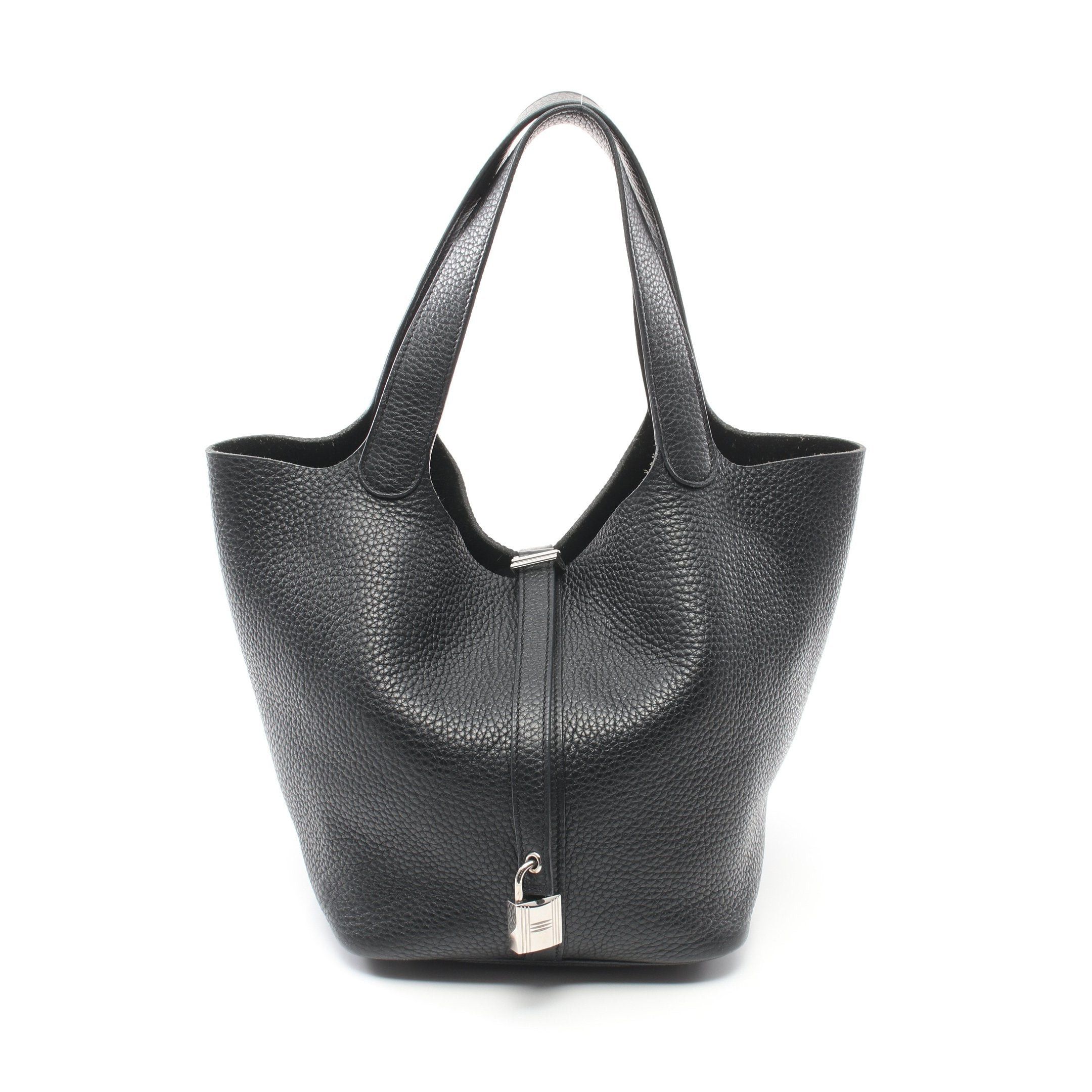 Hermes Hermes Picotane Lock Mm Handbag Clemence Leather Black Silver Hardware X Stamp Size ONE SIZE - 1 Thumbnail