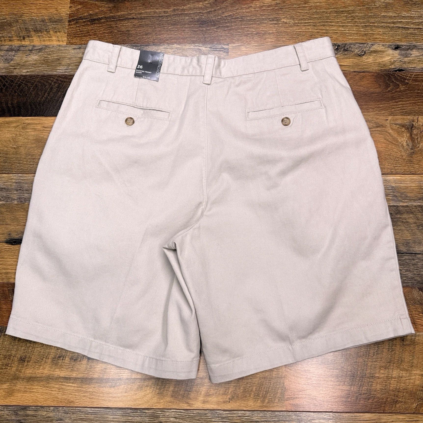 Vintage Covington Covington Pleated Front Shorts Mens 36 Beige High Rise New Long Size US 36 / EU 52 - 2 Thumbnail