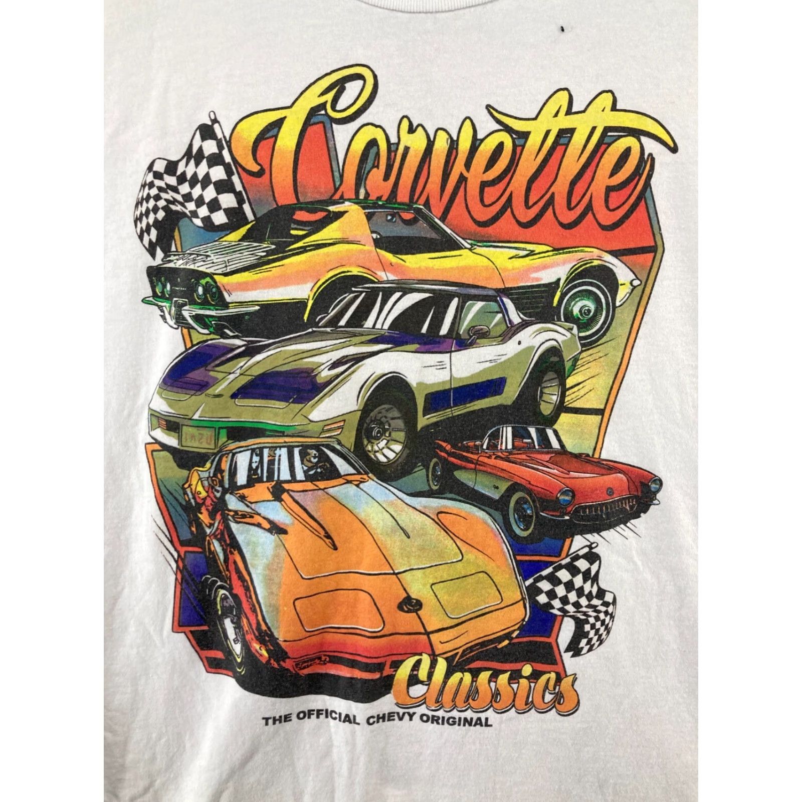 Vintage Chevrolet T Shirt Mens Large White Chevy Corvette Graphic T - Cars Retro Vintage Theme Men's Regular Short Sleeve Crew Neck - Size US L / EU 52-54 / 3 - 5 Thumbnail
